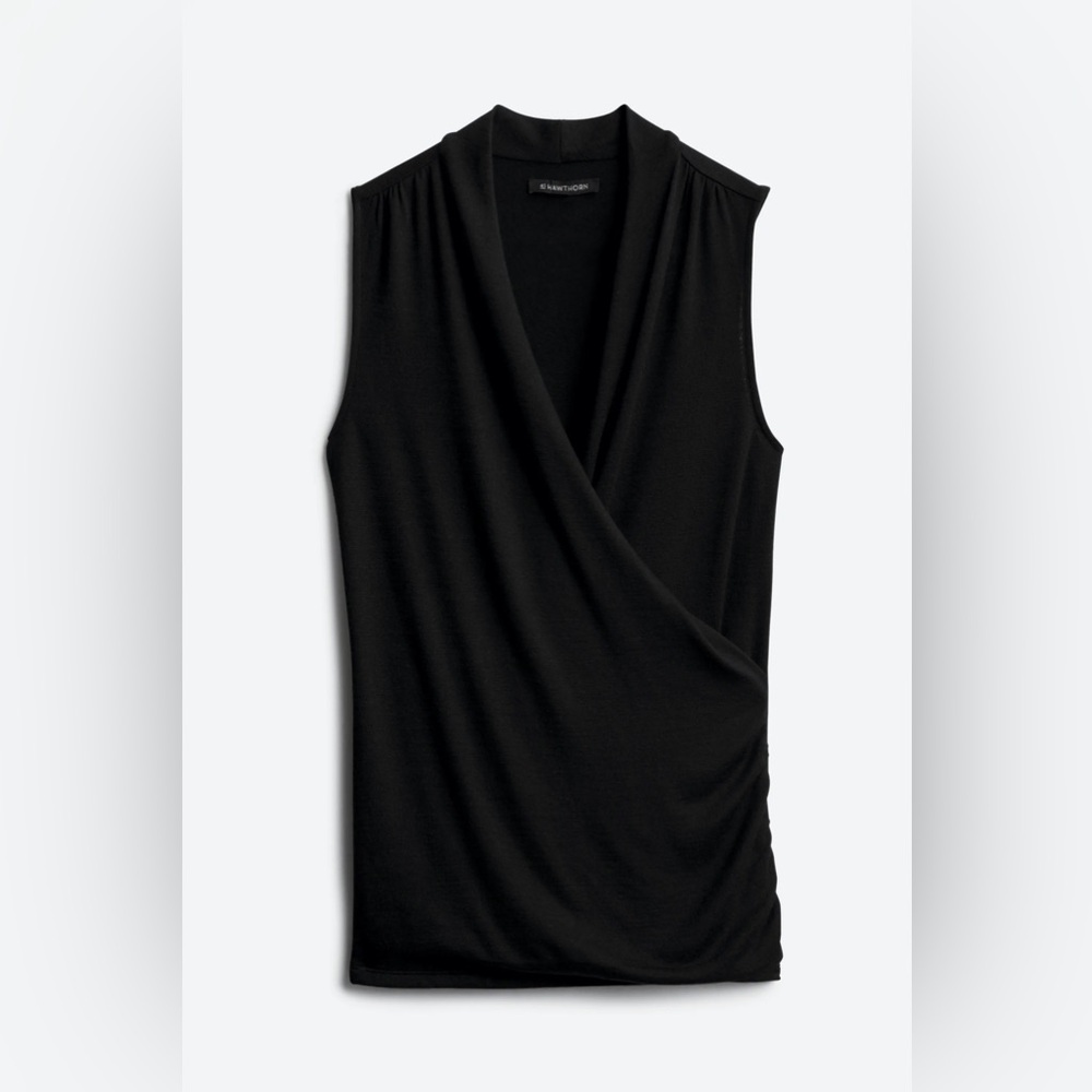 41 Hawthorn Black Asymmetrical Draped Tank Top